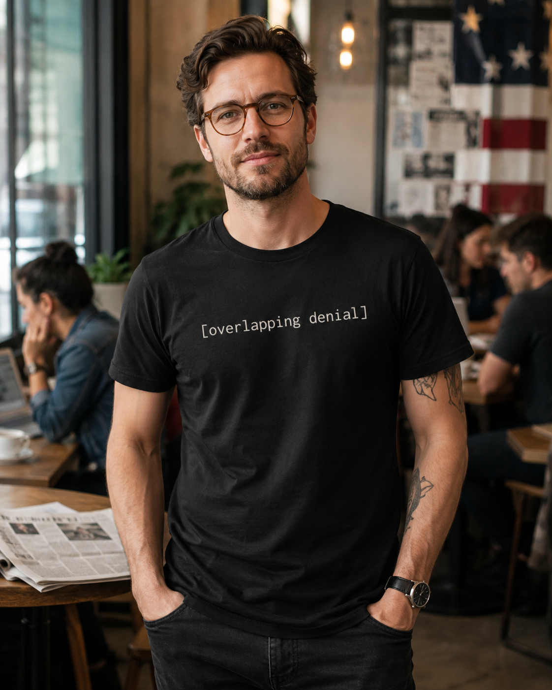 [overlapping denial] — Unisex Softstyle T-Shirt