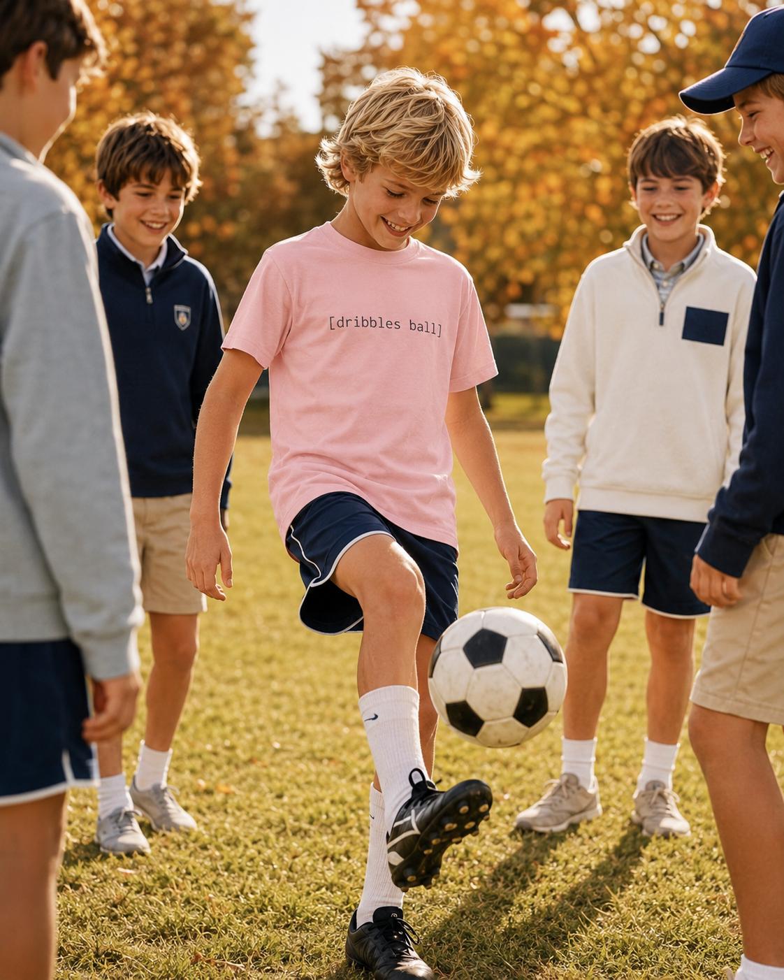 [dribbles ball] — Youth Tee