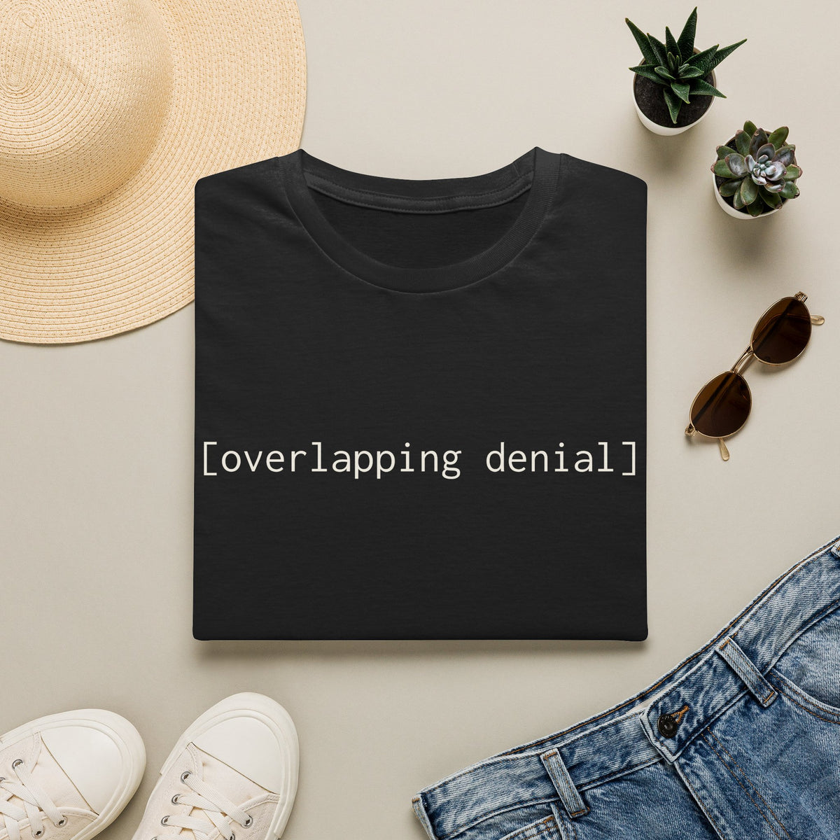 [overlapping denial] — Unisex Softstyle T-Shirt